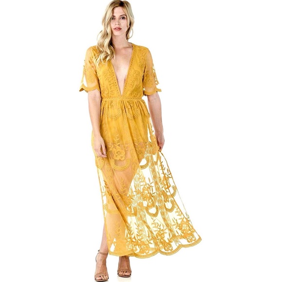 sohcue Other - boho embroidered lace maxi romper